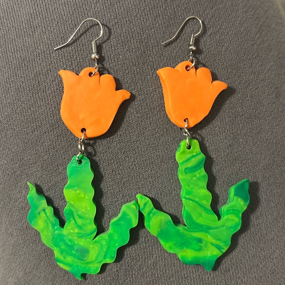 Handmade clay Tulip earrings
